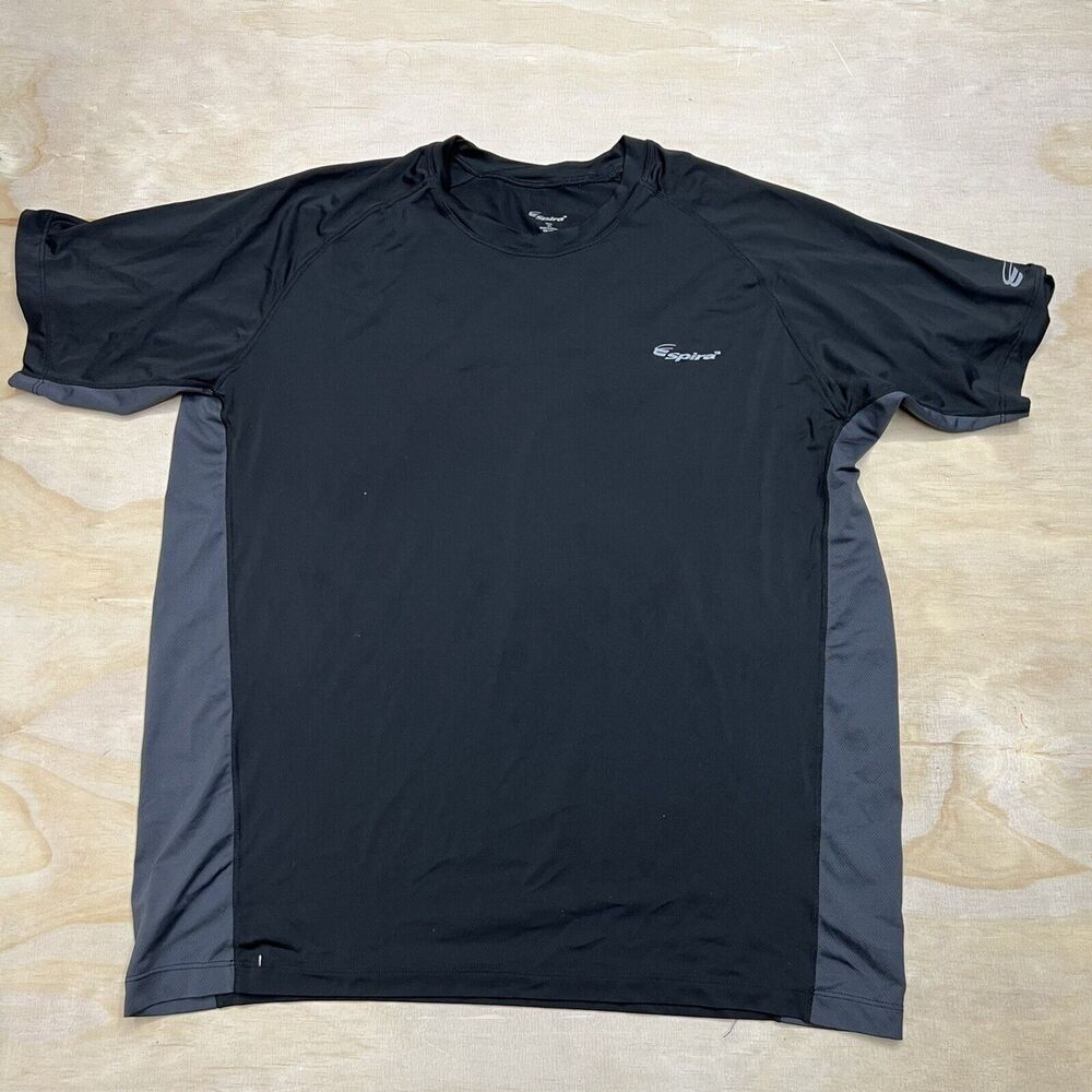 USED XXL Spira Crew Neck Workout Running Short Sleeve Shirt Black Gray